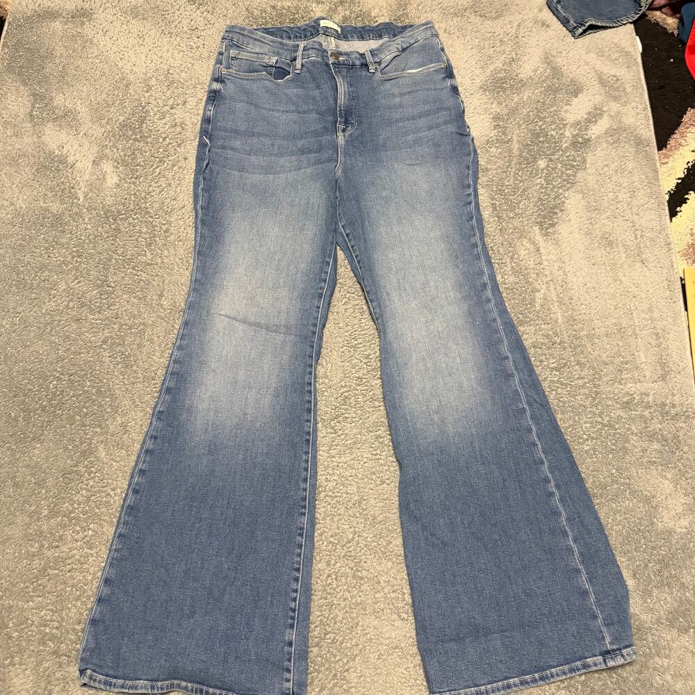 Good American Jeans Womens 16 (36x32.5) Good Flare High Rise Jeans Blue